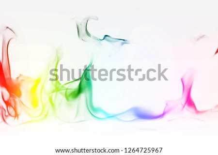Multi Color Fire Flame Abstract on white background. A mystic colorful smoke. Blurry bright abstraction with colored lines. Magic fire - texture Image