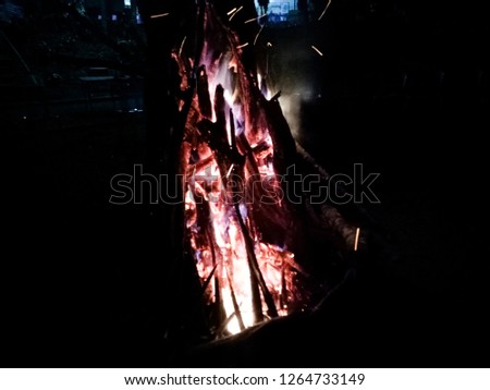 Hot Firewood On Black Background