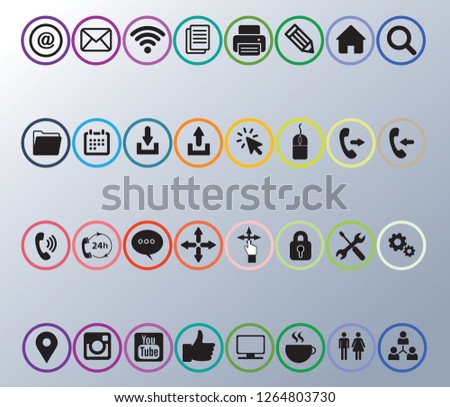 Icons set for any web design with background - Vector Illustration