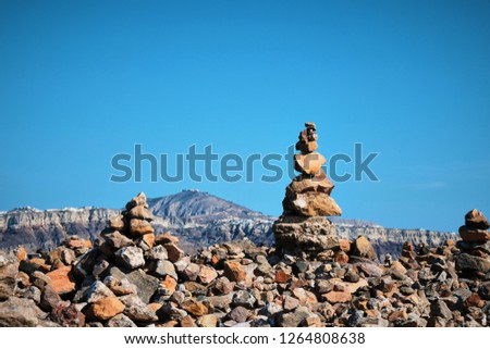 rocks stacked high with a view