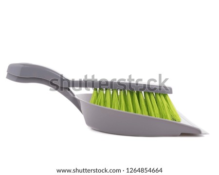 Scoop and brush grey cleaning kit isolated on white background