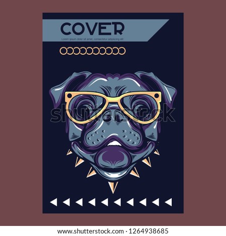 Vector close up portrait of french bulldog wearing the sunglasses