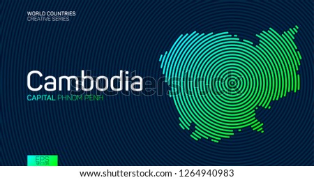 Abstract map of Cambodia with circle lines