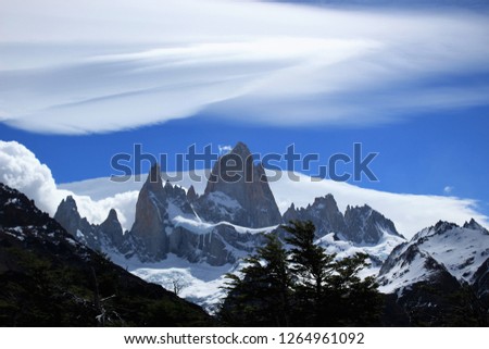 Fitz Roy on good weather,  top photo on famous mountin of Argentina