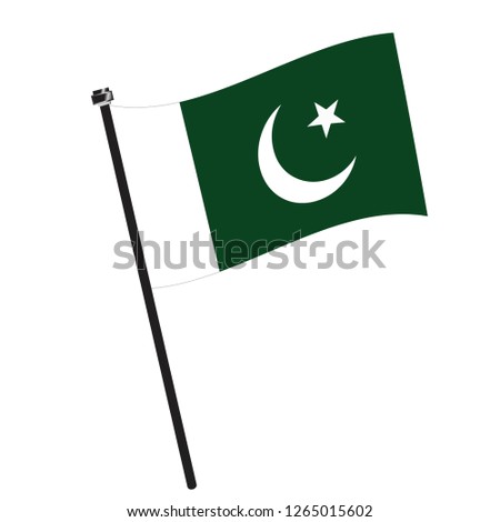 Isolated flag of Pakistan on a pole, Vector illustration - eps10