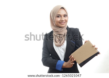 business and education concept. Portrait of Asian women wearing hijab.