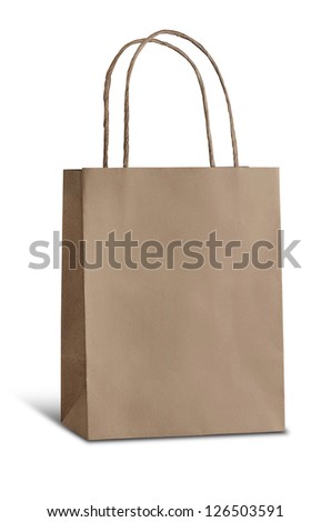 recycle paper bag mockup on white background