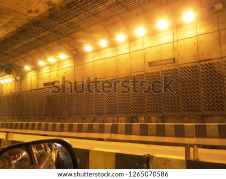  Spot light in  Underground tunnel .                          
