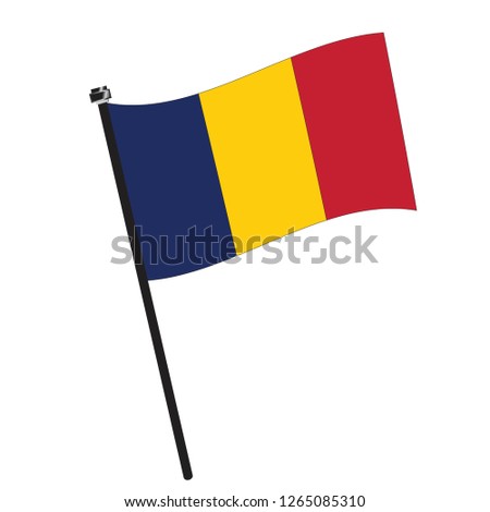 Isolated flag of Chad on a pole, Vector illustration - eps10