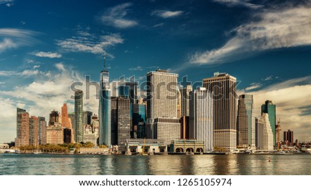 amazing view of  Manhattan downtown skyline , New York City