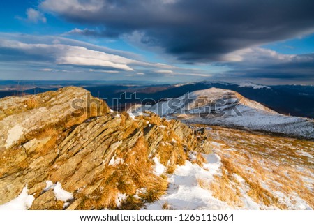 Sunset over Bieszczady Mountains, south east Poland
