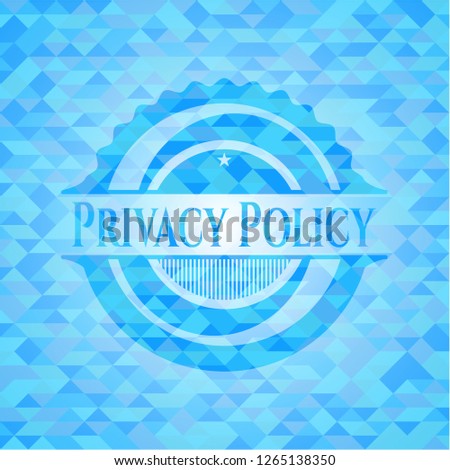 Privacy Policy sky blue emblem with triangle mosaic background