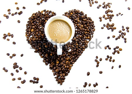 coffee beans composition on a white background
