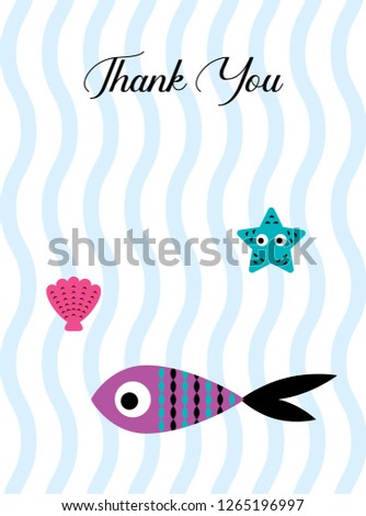 cute fish thank you card
