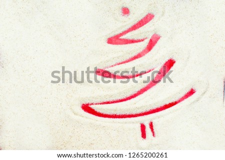 new year's creative red Christmas tree on semolina