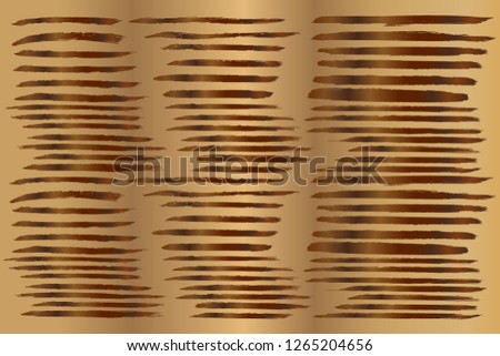 Collection of hand drawn brown stripes grunge brushes. Vector Grunge Brushes. Dirty Artistic Design Elements. Creative Design Elements. Brown background. Distress Frame, Logo, Banner, Wallpaper.