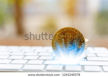 Cryptocurrency Bitcoin. Digital virtual money for banking and international network payment with blockchain.