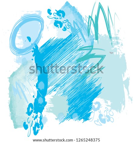 abstract colorful blue watercolor and brush strokes texture background. creative blue sky nice paintbrush and scribble lines for your design. vector illustration