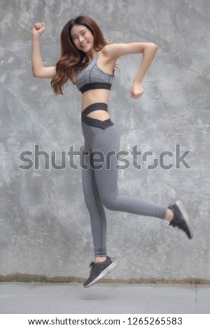 asia thai japanese teen beautiful girl in sportswear exercise