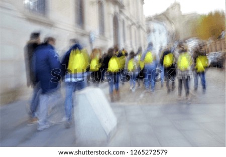 Tribute to Ernst Hass, Tribute to Monet, impressionist photograph of the tourist in a creative photography of escalators, photographic sweeps at low shutter speed, motion sensation, Toledo, Spain,