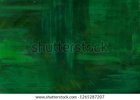 Grunge Green Hand Drawn Texture Template. Chaotic brush strokes on paper with acrylic paint