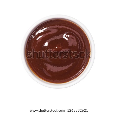 Barbecue sauce in bowl isolated on white background. Portion of Grill sauce Royalty-Free Stock Photo #1265332621