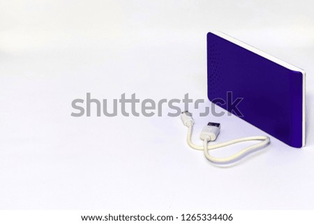 Blue External Hard Disk Isolated on White Background