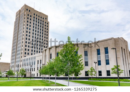 North Dakota Capital Building in Bismarck, ND Royalty-Free Stock Photo #1265339275