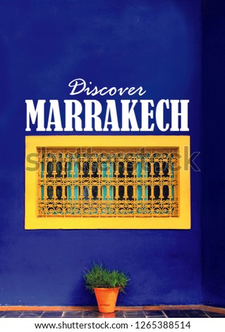 Poster of Majorelle garden Marrakech Morocco, discovering, traveling tourism 
