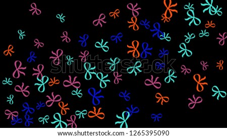 Festive Background with Colorful Bows. Trendy Pattern for Postcard, Print, Banner or Poster. Little Pretty Bows For Party Decoration, Wedding, Birthday or Anniversary Invitation. Vector