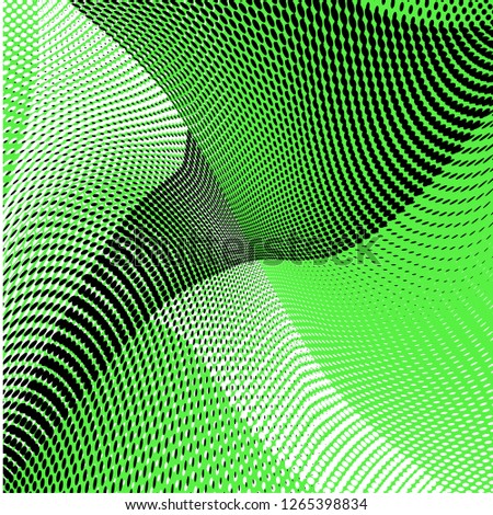 Bright geometric green black half tone pattern. Soft dynamic lines. Abstract vector illustration with dots. Modern polka dots background. Halftone pop art backdrop 