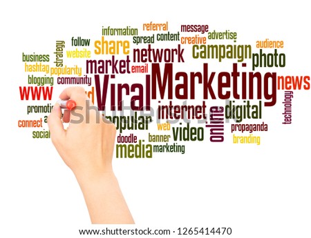 Viral marketing word cloud hand writing concept on white background. 
