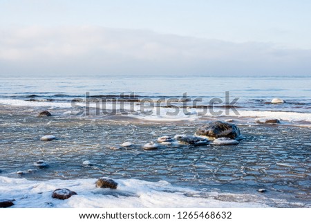 A view of the cold Baltic sea on a clear winter day, Latvia