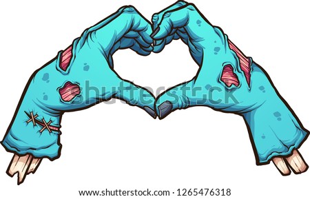 Valentine zombie hands forming a heart shape. Vector clip art illustration with simple gradients. All in single layer. 
