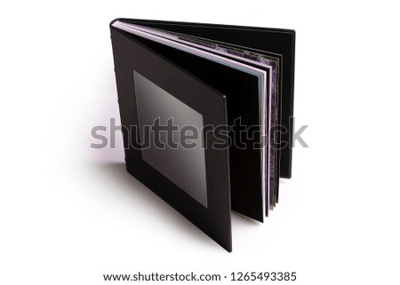 Beautiful and diverse subject. Beautiful and expensive stylish books and albums, photo albums for memory and saving photos on a white and light background.