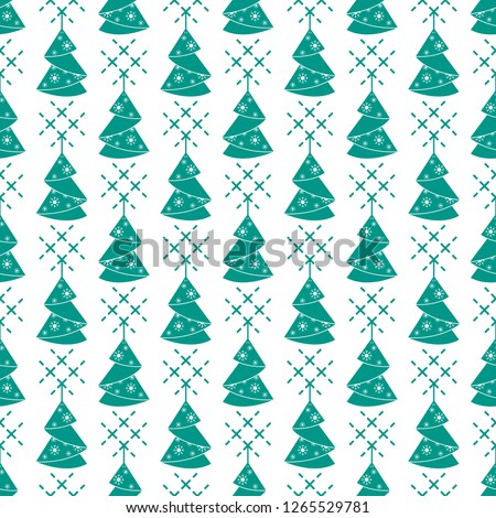 Happy New Year 2019 and Christmas vector illustration. Seamless pattern with Christmas tree. Origami folded.
