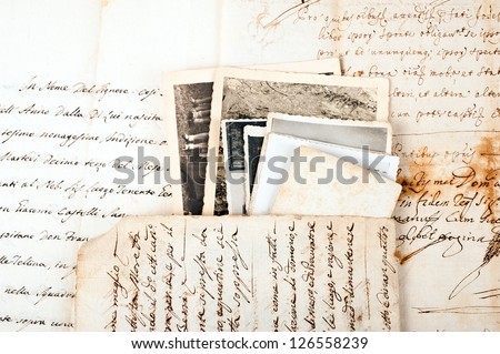 Old letters with old photos