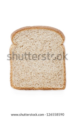 Slice of brown bread isolated on white background.