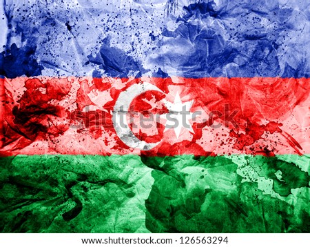 Azerbaijan. Azerbaijani flag painted dirty and grungy paper