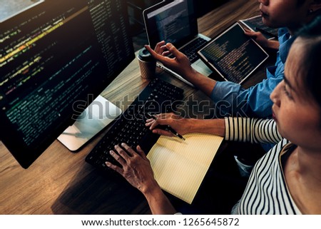 Programmer working in a software development and coding technologies. Website design.Technology concept.
