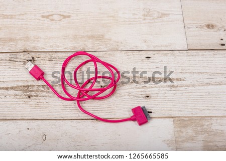 Usb cable connection technology on wood floor