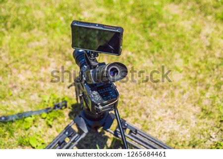 a professional cinema camera on a commercial production set