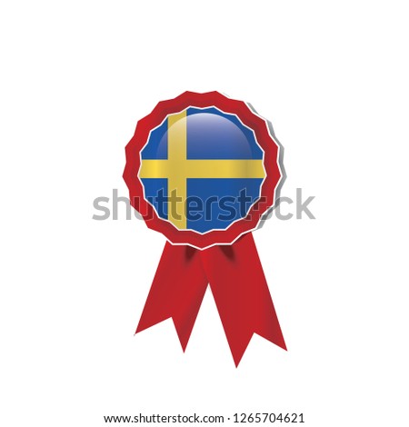 Sweden flag medal vector design.  Realistic 3D red color