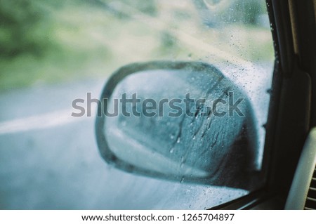 Close-up of water drop on glass with blur bokeh mirror background 