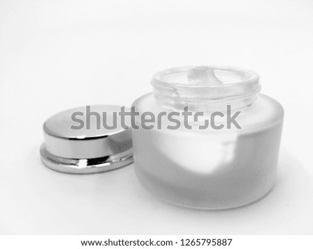 Beauty and day cream on white background. Copy Space.