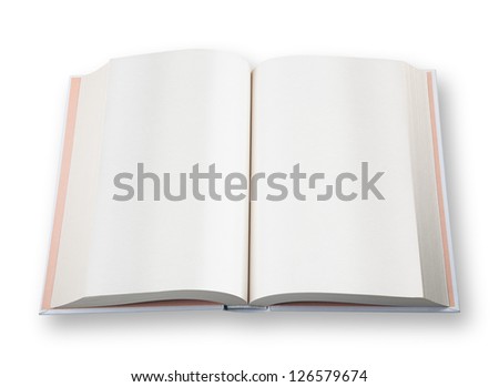 Open blank book  on white with shadow (clipping path)