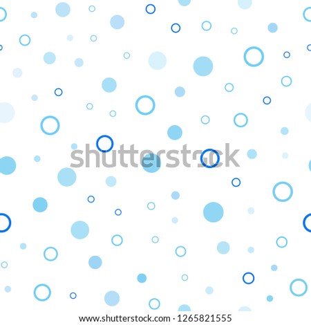Light BLUE vector seamless texture with disks. Glitter abstract illustration with blurred drops of rain. Template for business cards, websites.