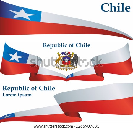Flag of Chile, Republic of Chile. Template for award design, an official document with the flag of Chile. Bright, colorful vector illustration.