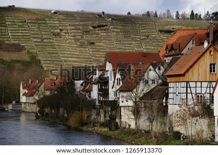 cozy houses on the river bank,