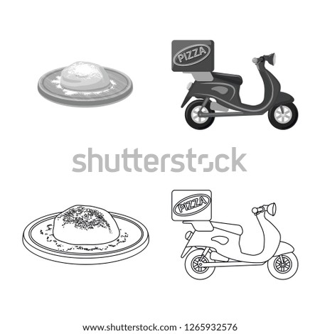 Vector illustration of pizza and food symbol. Collection of pizza and italy stock symbol for web.